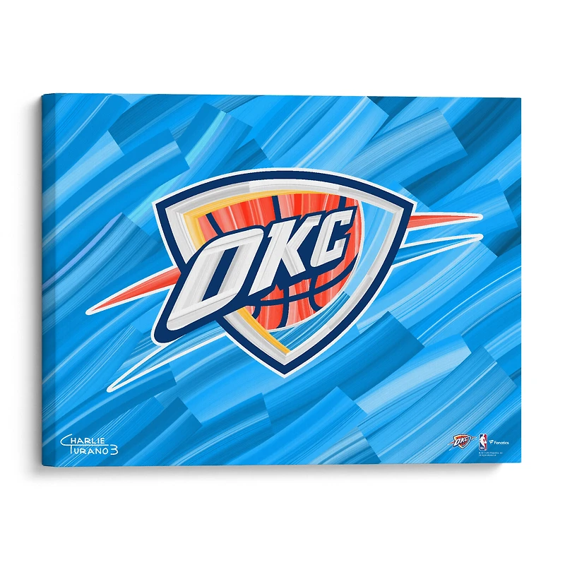 Oklahoma City Thunder Stretched 16" x 20" Embellished Canvas Giclee Print - Art by Charlie Turano III