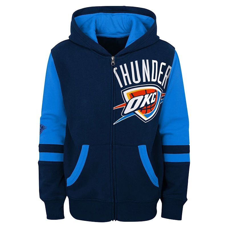 Sweat à capuche entièrement zippé Oklahoma City Thunder de la marine pour enfants d'âge préscolaire