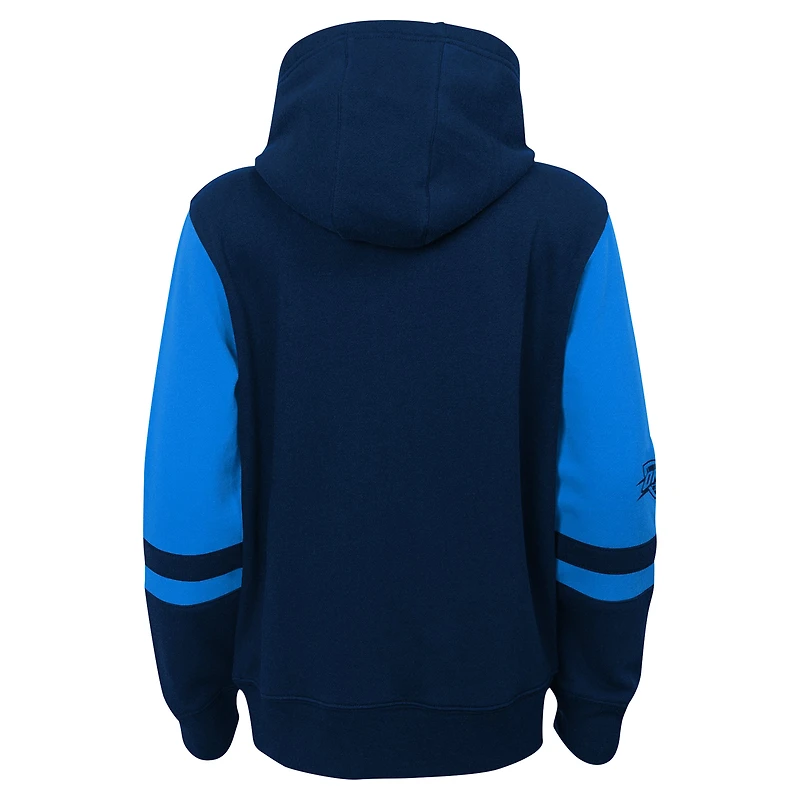 Sweat à capuche entièrement zippé Oklahoma City Thunder de la marine pour enfants d'âge préscolaire