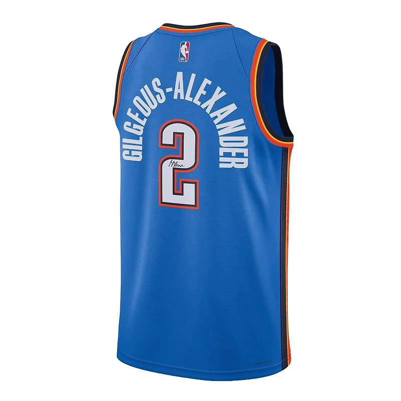 Maillot Swingman Nike Icon Edition bleu autographié par Shai Gilgeous-Alexander du Thunder d'Oklahoma City (saison 2022-2023)