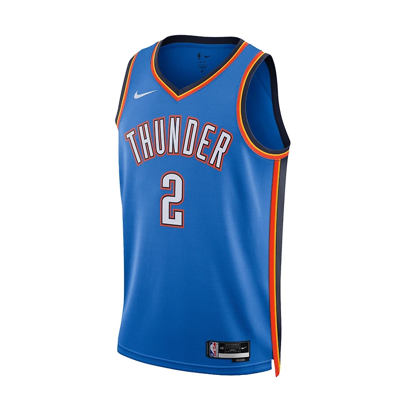 Maillot Swingman Nike Icon Edition bleu autographié par Shai Gilgeous-Alexander du Thunder d'Oklahoma City (saison 2022-2023)