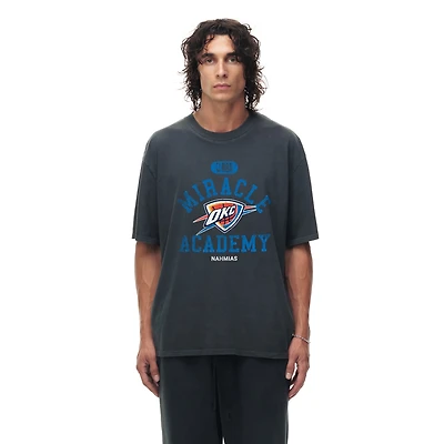 T-shirt boxy vintage unisexe noir chiné Oklahoma City Thunder Miracle Academy x NBA Collection