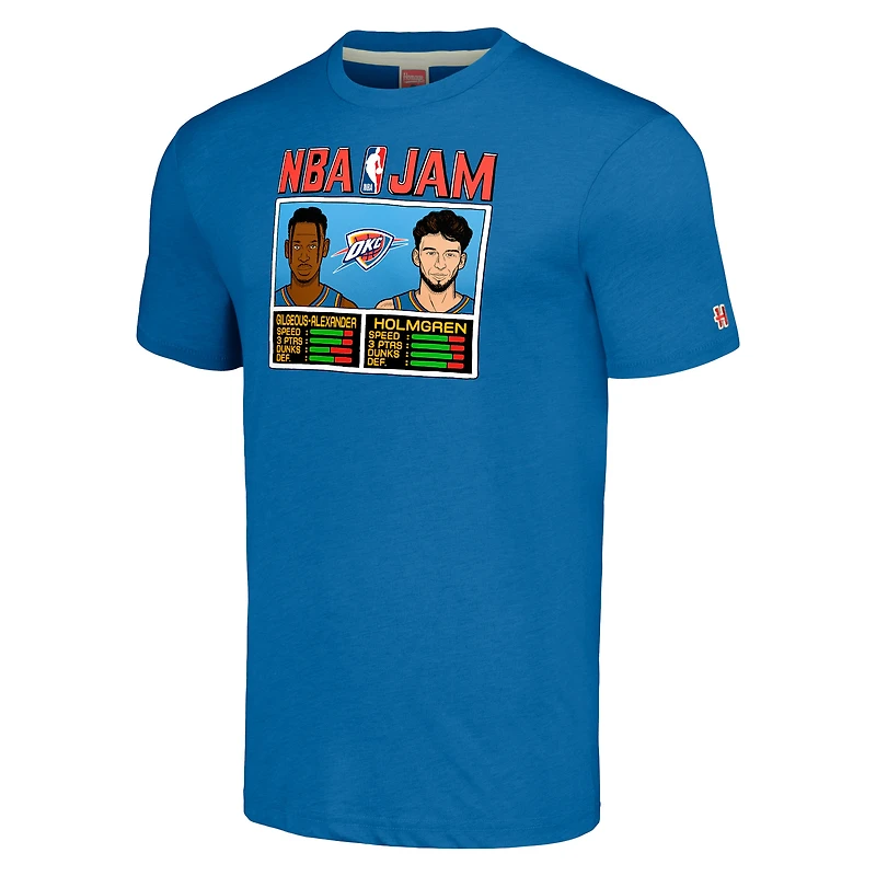 Hommage unisexe Shai Gilgeous-Alexander et Chet Holmgren bleu Oklahoma City Thunder NBA Jam T-shirt triple mélange