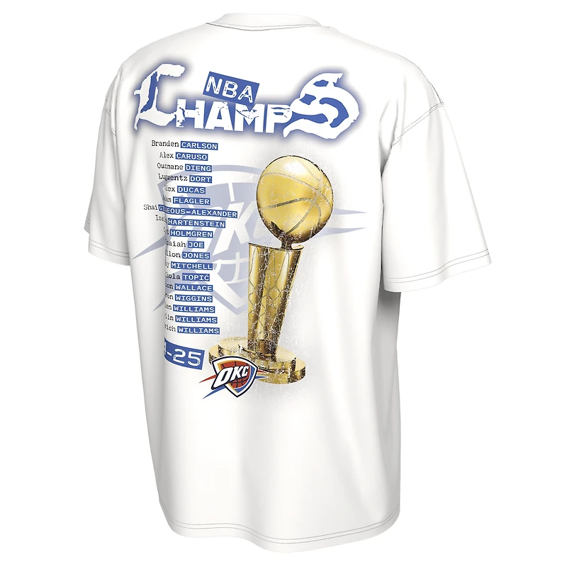 Unisex Nike White Oklahoma City Thunder 2025 NBA Finals Champions Celebration Parade Roster T-Shirt