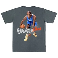 T-shirt unisexe SLAM Shai Gilgeous-Alexander Charcoal Oklahoma City Thunder, couverture graphique remixée de février/mars 2025