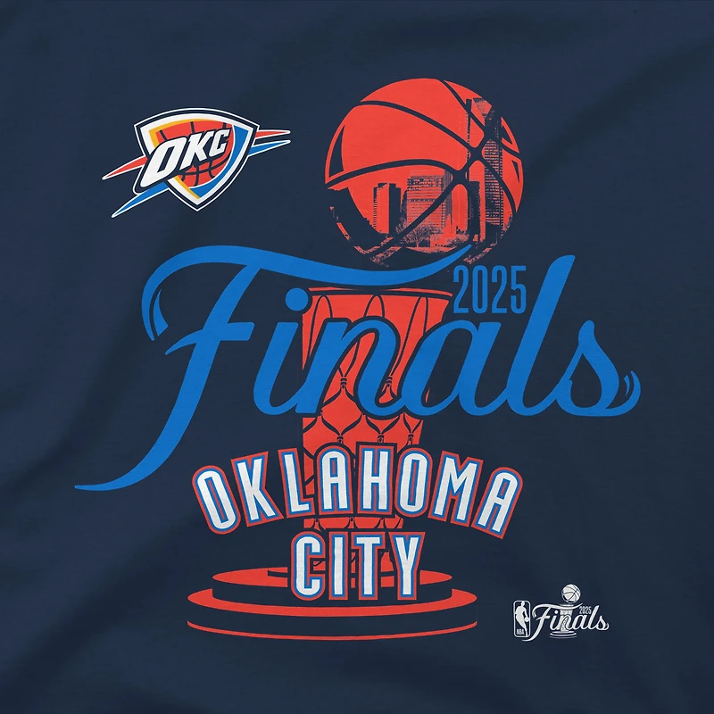 T-shirt unisexe Stadium Essentials bleu marine Oklahoma City Thunder 2025 NBA Finals Cruise