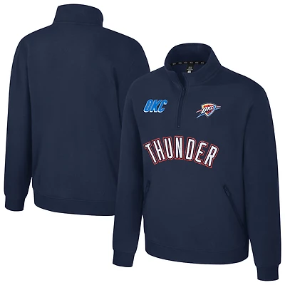 Pull unisexe Stadium Essentials bleu marine Oklahoma City Thunder First Team Trainer à quart de zip