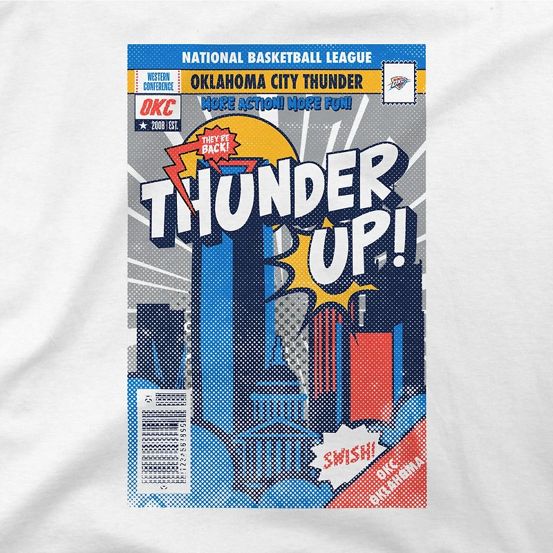 Unisex Stadium Essentials  White Oklahoma City Thunder Comic Book Cover Boxy T-Shirt