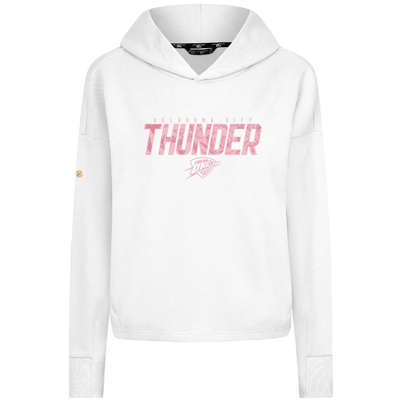 Sweat à capuche court trois bandes blanc Oklahoma City Thunder Sweet Floral pour femme Levelwear