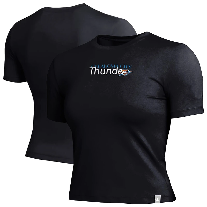T-shirt court ajusté doux au toucher Champion noir pour femmes, Oklahoma City Thunder
