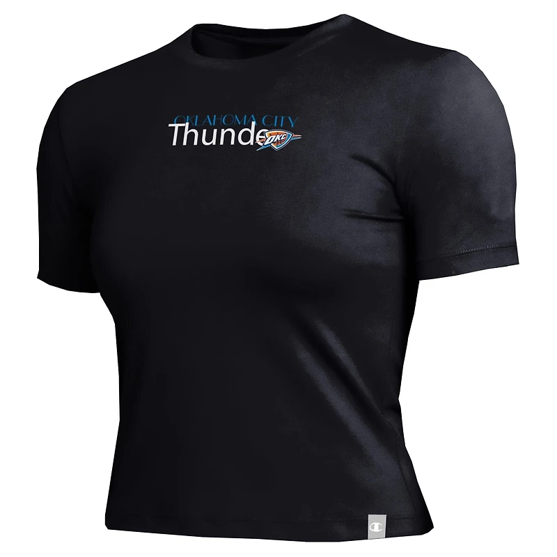 Women's Champion Black Oklahoma City Thunder Soft Touch Fitted Cropped T-Shirt