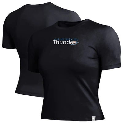 Women's Champion Black Oklahoma City Thunder Soft Touch Fitted Cropped T-Shirt