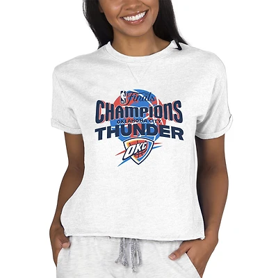 Haut de détente en molleton tri-mélange Concepts Sport Oatmeal pour femme, championne la finale NBA 2025 du Thunder d'Oklahoma City, Mainstream