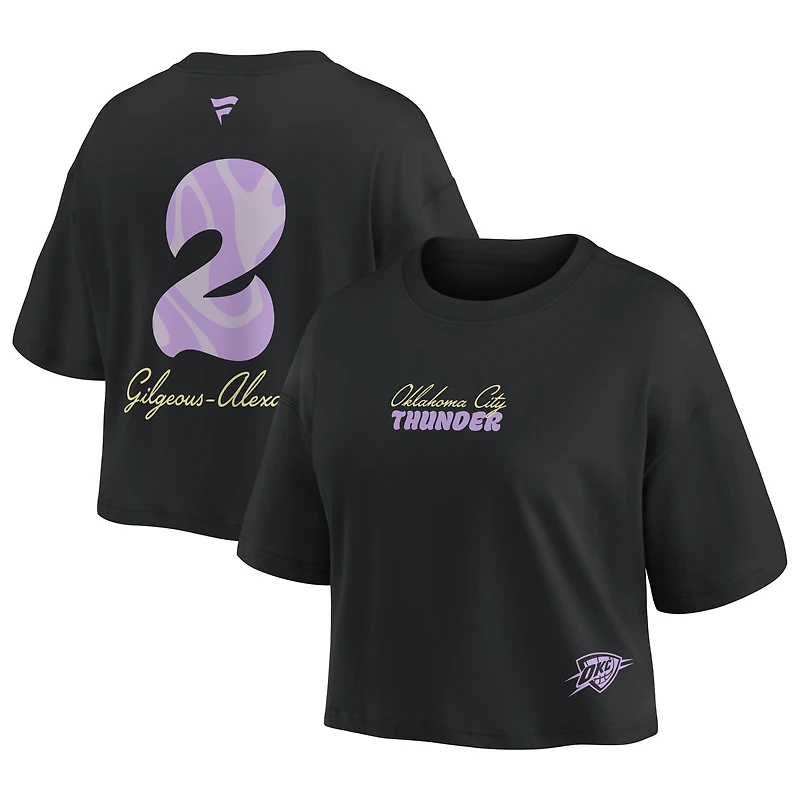 Women's Fanatics Shai Gilgeous-Alexander Black Oklahoma City Thunder Name & Number Cropped Top