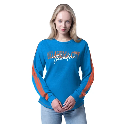T-shirt à manches longues G-III 4Her par Carl Banks pour femme, bleu chiné, Oklahoma City Thunder Advantage Tri-Blend