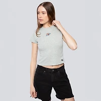 Women's Hype and Vice  Gray Oklahoma City Thunder Small Logo Cropped Baby T-Shirt