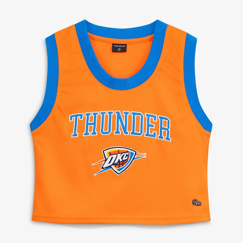 Débardeur court à col rond de basketball Oklahoma City Thunder orange la marque Hype and Vice pour femmes
