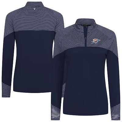 Women's Levelwear Navy Oklahoma City Thunder Classic Stripes Quarter-Zip Top