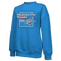 Women's Majestic Threads Blue Oklahoma City Thunder Classic Tri-Blend Pullover Sweatshirt