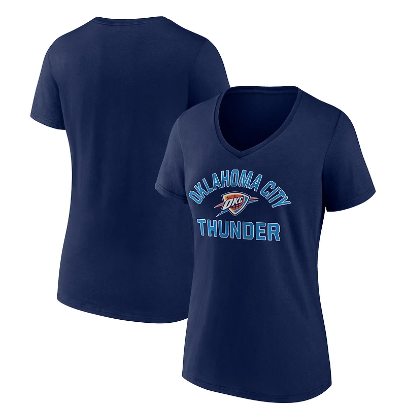 T-shirt à col en V bleu marine pour femmes, Oklahoma City Thunder, prolongation