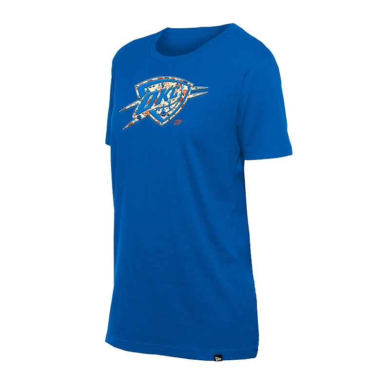 Women's New Era Blue Oklahoma City Thunder Glam Game Flower T-Shirt