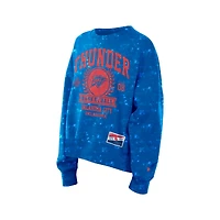 Women's New Era  Blue Oklahoma City Thunder Throwback Collection Mineral Wash Crewneck Sweatshirt