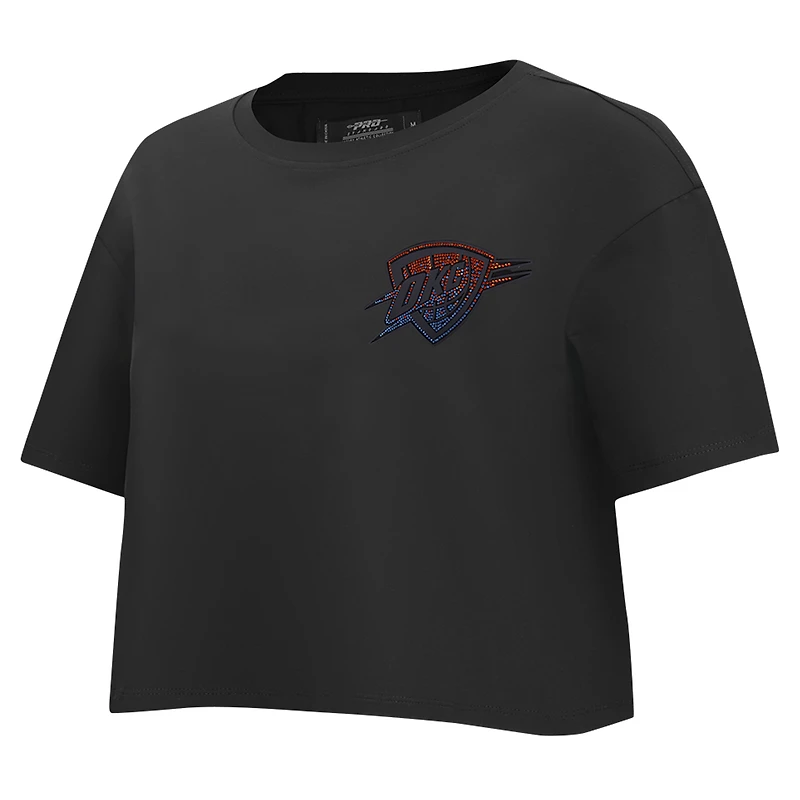 Women's Pro Standard Black Oklahoma City Thunder Jewels Boxy Cropped T-Shirt