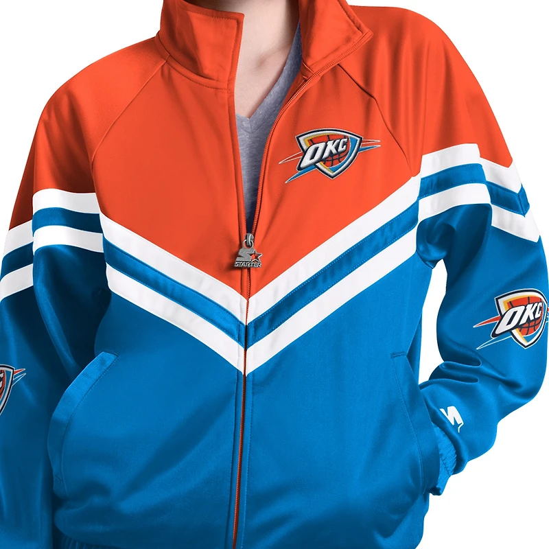 Women's Starter Blue Oklahoma City Thunder Fan Club Full-Zip Raglan Track Jacket