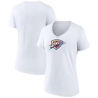 Women's  White Oklahoma City Thunder Primary Logo V-Neck T-Shirt