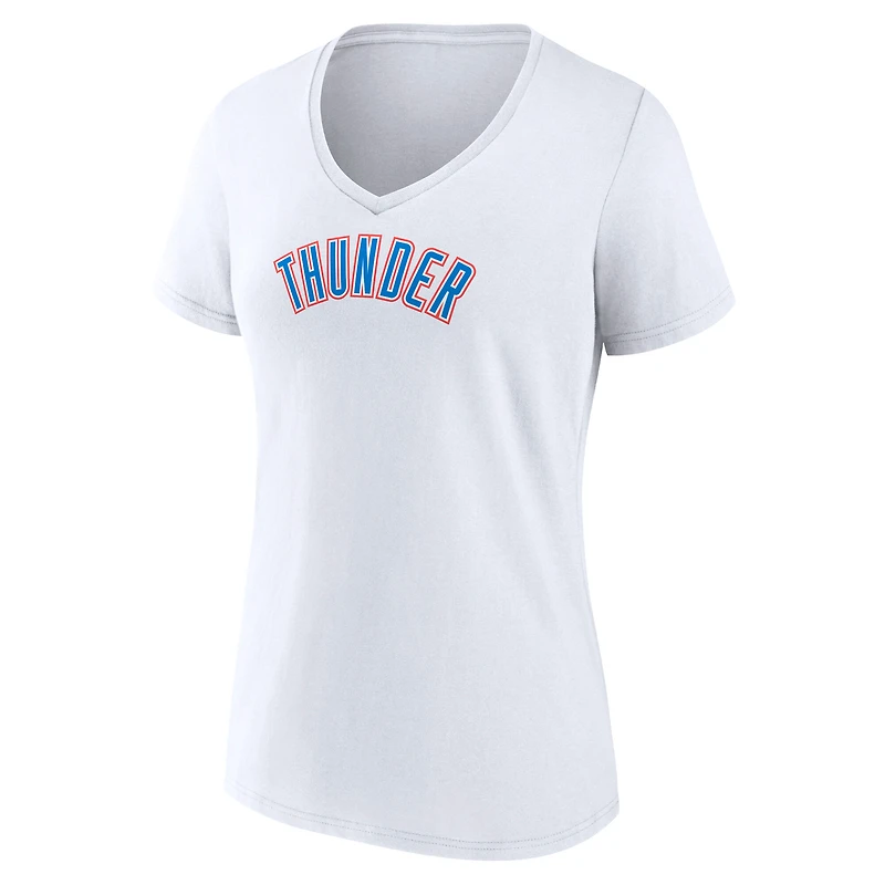 Women's  White Oklahoma City Thunder Wordmark Home V-Neck T-Shirt