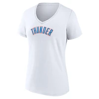 Women's  White Oklahoma City Thunder Wordmark Home V-Neck T-Shirt