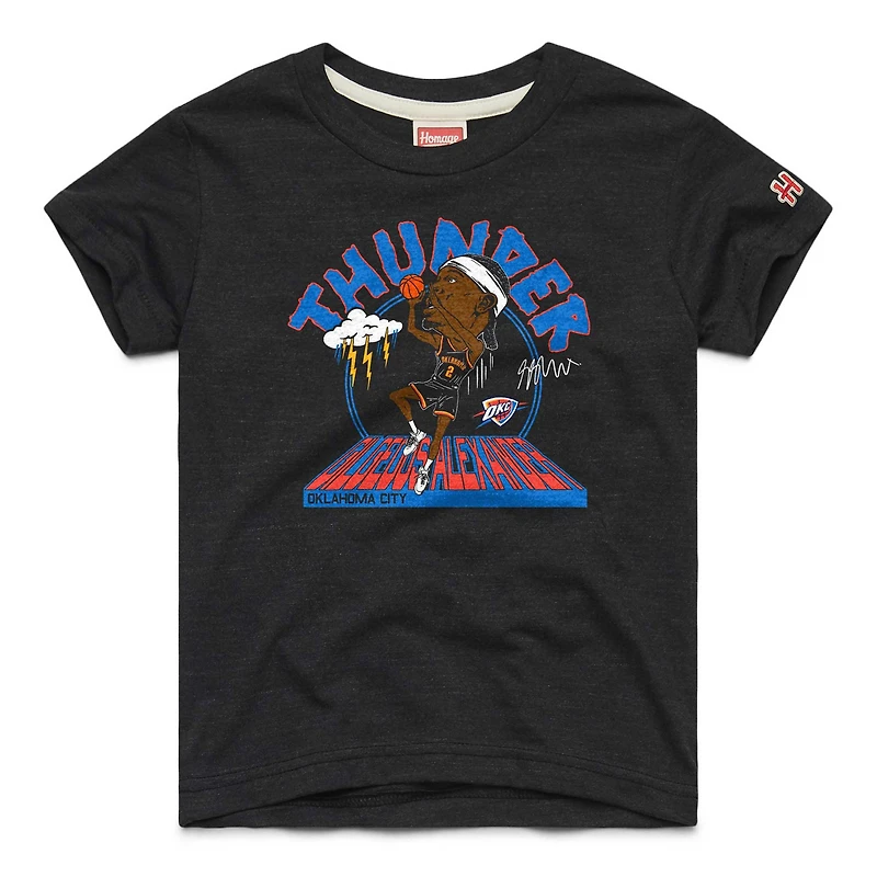 T-shirt en mélange de trois matières, hommage à la jeunesse Shai Gilgeous-Alexander, Oklahoma City Thunder, couleur anthracite.