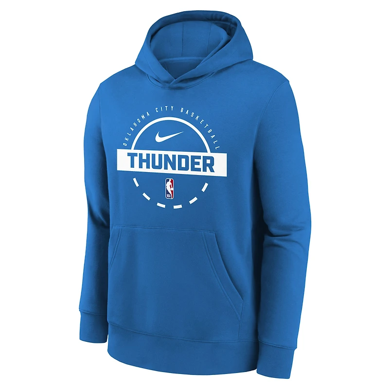 Sweat à capuche d'entraînement Nike bleu Oklahoma City Thunder 2025/26 Club Fleece pour jeune