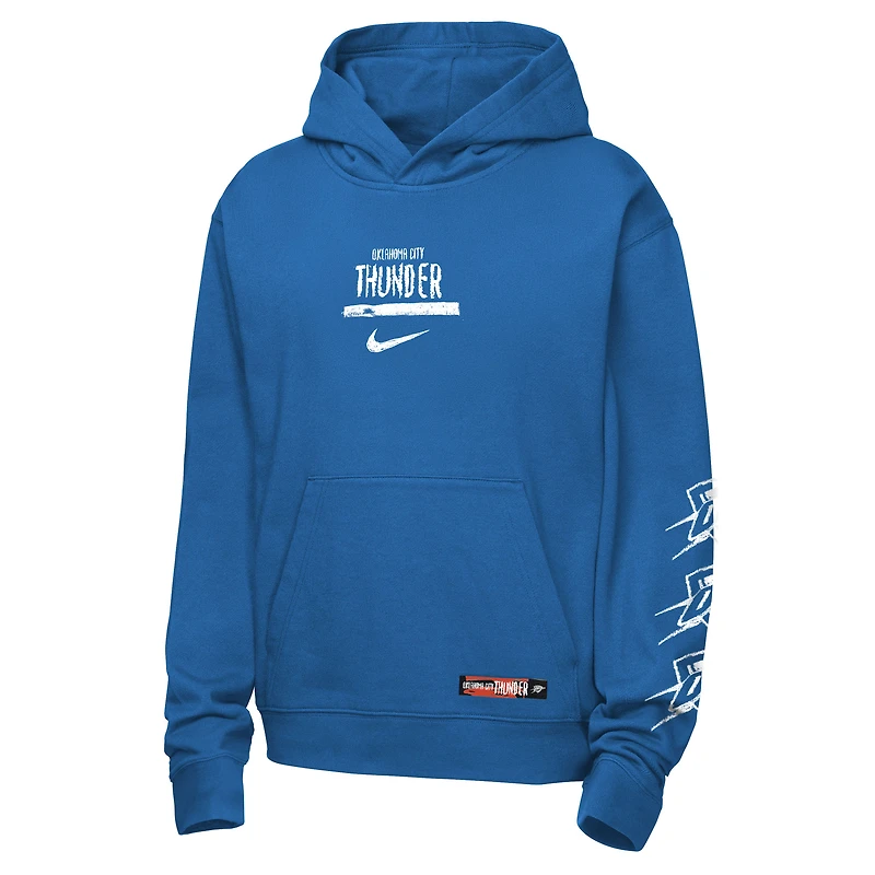 Youth Nike Blue Oklahoma City Thunder Courtside Club Premiere Hoodie
