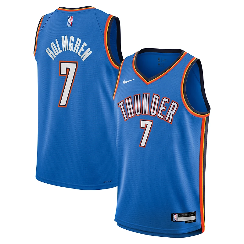 Maillot Nike pour jeune Chet Holmgren Swingman bleu Oklahoma City Thunder - Édition Icon