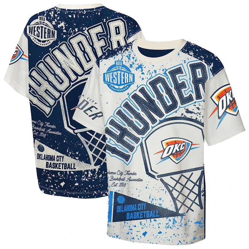 Youth Outerstuff Cream Oklahoma City Thunder Top Player All-Over-Print T-Shirt
