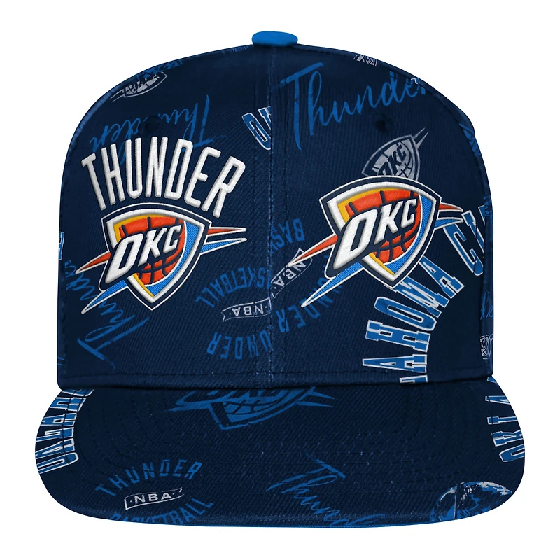 Youth Outerstuff  Navy Oklahoma City Thunder Street Hooper Allover Print Snapback Hat