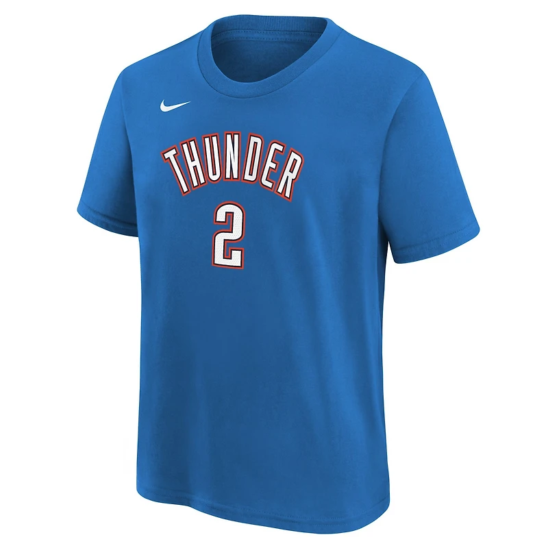 T-shirt bleu pour jeunes Shai Gilgeous-Alexander avec nom et numéro de l'icône du Thunder d'Oklahoma City