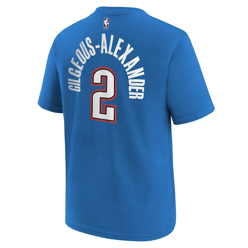 T-shirt bleu pour jeunes Shai Gilgeous-Alexander avec nom et numéro de l'icône du Thunder d'Oklahoma City