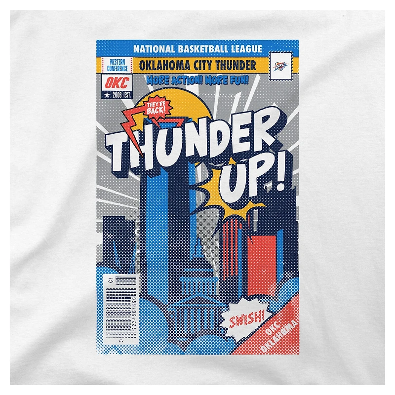 Youth Stadium Essentials White Oklahoma City Thunder Comic Book Cover T-Shirt