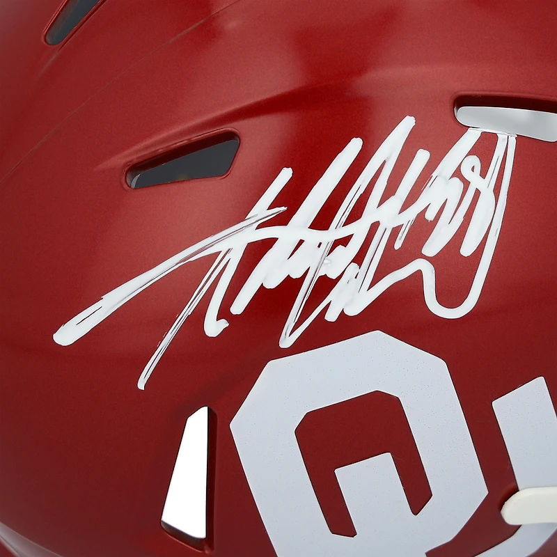 Casque Riddell Speed Mini autographié par Adrian Peterson des Oklahoma Sooners