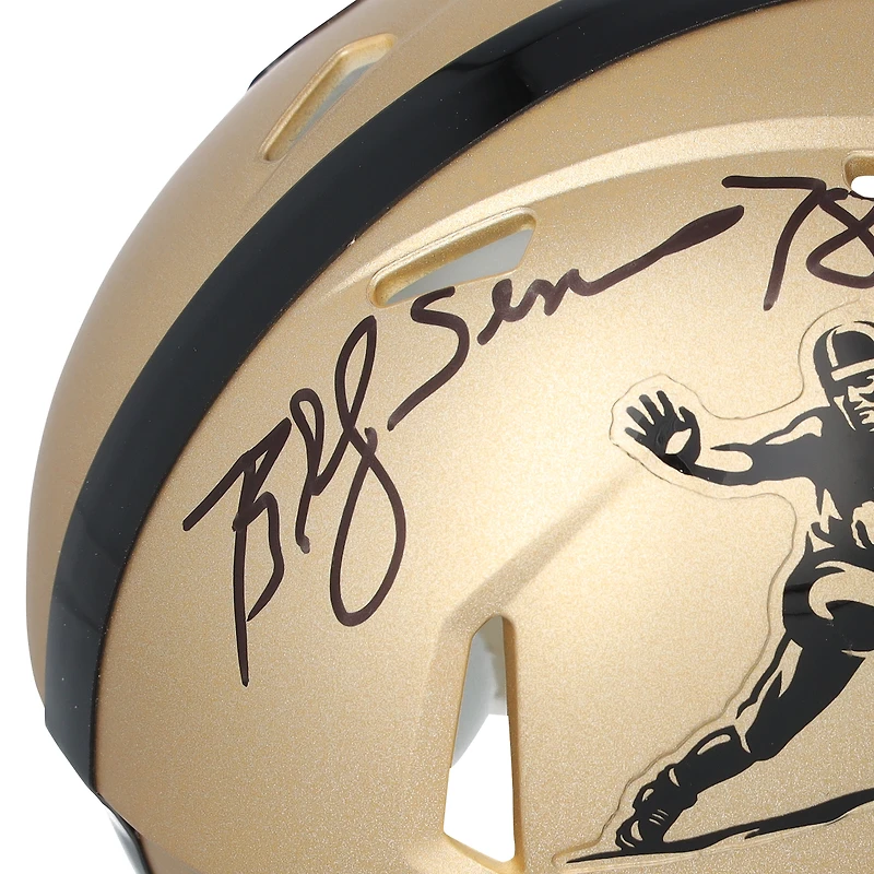 Casque miniature Riddell Speed ​​doré, autographié par Billy Sims des Oklahoma Sooners, avec inscription « Heisman 78 ».