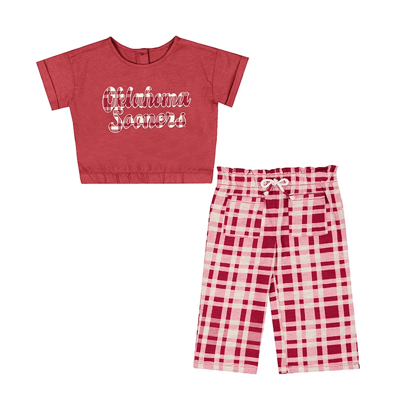 Girls Infant Colosseum Crimson Oklahoma Sooners Sky Castle Two-Piece T-Shirt and Pants Set
