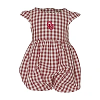 Girl's Infant Garb Crimson Oklahoma Sooners Cara Gingham Ruffled Bodysuit
