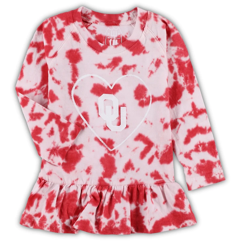 Wes & Willy Crimson Oklahoma Sooners Tie-Dye Ruffle Raglan T-shirt à manches longues et leggings pour fille