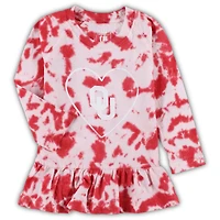 Wes & Willy Crimson Oklahoma Sooners Tie-Dye Ruffle Raglan T-shirt à manches longues et leggings pour fille