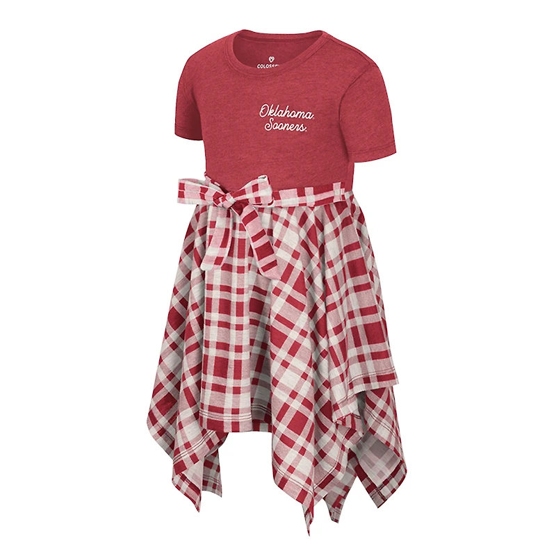 Girls Toddler Colosseum Crimson Oklahoma Sooners Marceline Plaid Dress