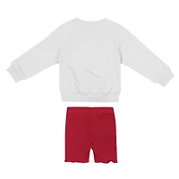 Girls Toddler Colosseum  White/Crimson Oklahoma Sooners Beta Fleece Sweatshirt and Shorts Set