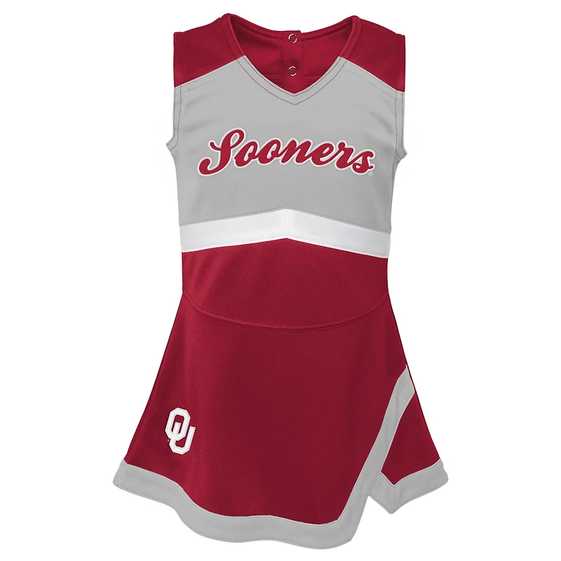 Filles Toddler Crimson/Gris Oklahoma Sooners Deux pièces Cheer Captain Jumper Dress & Bloomer Set