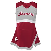 Filles Toddler Crimson/Gris Oklahoma Sooners Deux pièces Cheer Captain Jumper Dress & Bloomer Set